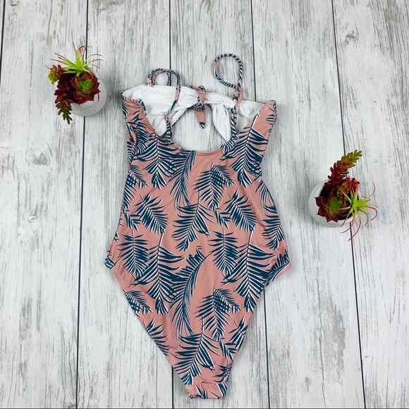 Tee Ink Palm Print One Piece Bathing Suit Size 4 - Picture 6 of 7